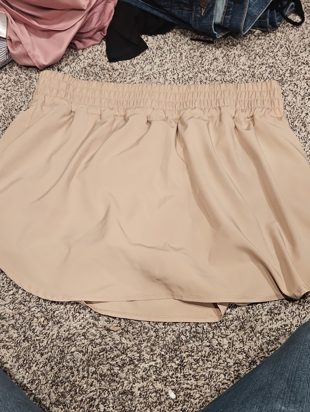 Beige Elastic-Waist Women’s Skort - Casual Everyday Style